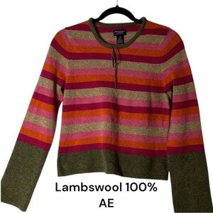 Y2K American Eagle Outfitters,Lambswool sweater,pull over,striped,boho EC